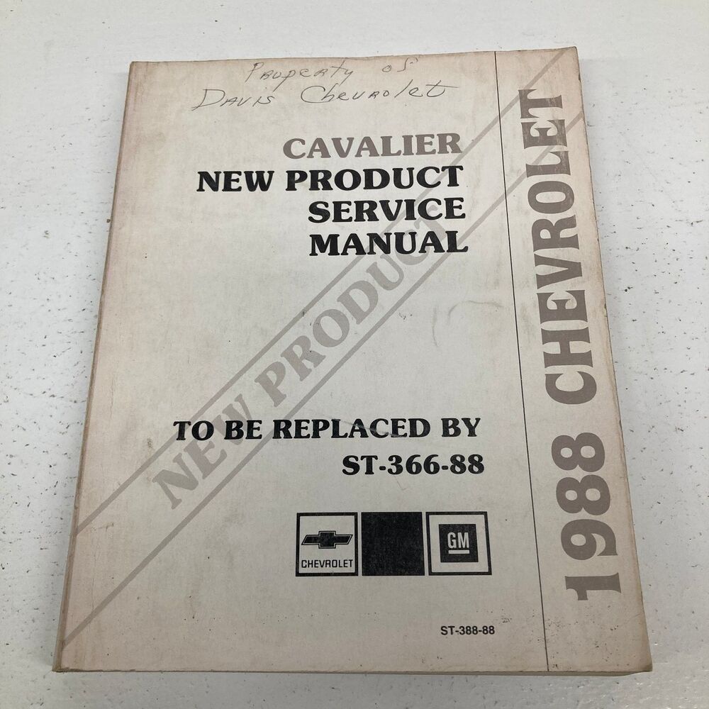 Cavalier New Product Service Manual Chevrolet 1988